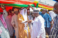 Alhaji Mumuni and Vice President Bawumia exchange pleasantries after Ramadan prayers