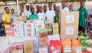 Some presented items include food, toiletries and drinks