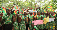 A file photo of President  Akufo-Addo and some students