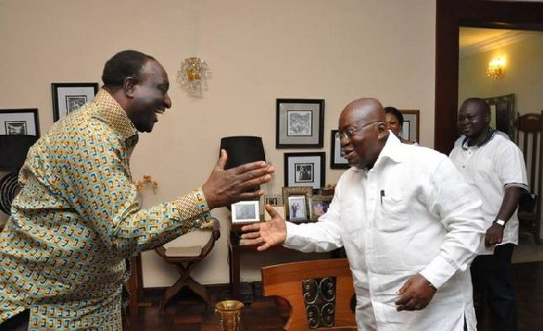 President Nana Addo Dankwa Akufo-Addo shaking hands with Alan Kyerematen