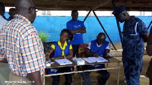 Some security officials at the polling centre