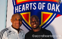 Hearts of Oak coach Kim Grant and Stephen Appiah