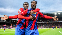 Jeffrey Schlupp in a celebratory mood with teammate Tyrick Mitchell