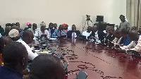 Minority caucus addressing a news conference at Parliament House