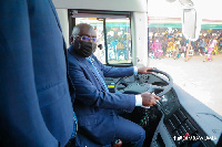 Dr. Mahamudu Bawumia in one of the buses