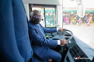 Dr. Mahamudu Bawumia in one of the buses