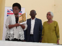 Madam Malonin Asibi (L),  Prof Felix Asante(M) and Dr Nata Duvvury(R)