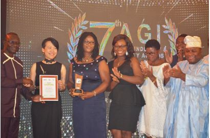 Staff of Nestle Ghana Limited pose for a picture after the award was handed over to them