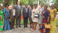 The delegation in a group picture with Netherlands Ambassador to Ghana