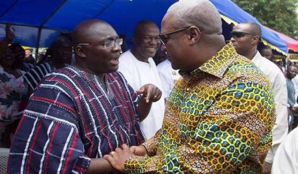 Vice President, Bawumia shakes hands with former President Mahama