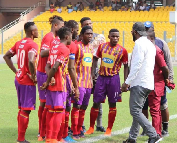 Hearts of Oak players with Sam Johnson