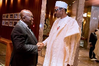 President Nana Addo Dankwa Akufo-Addo exchanging pleasantries with President Muhammadu Buhari