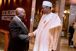 President Nana Addo Dankwa Akufo-Addo in an handshake with Nigeria President Buhari