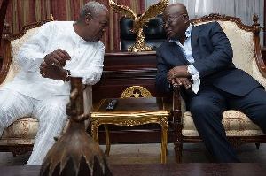 Former president, John Mahama and President Akufo-Addo [right]