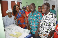 Hon Pokua Sawyerr with the patient