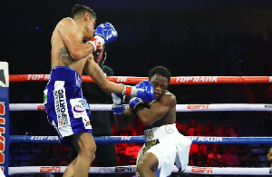 Isaac Dogboe was unable to continue the fight after his father threw in the towel