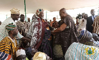 President Akufo-Addo in a handshake with Yaa-Na Mahama Abukari II