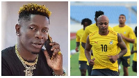 Dancehall artiste, Shatta Wale and  Black Stars Captain, Andre Dede Ayew