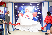 Dr Mrs Ellen Hagan unveiling 25th-anniversary of L