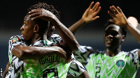 Nigeria squad celebrate after knocking out South Africa to go through to semifinals