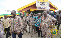 Akufo-Addo acknowledging the gathering upon his arrival