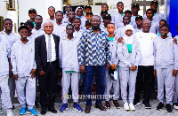 The young referees with GFA President