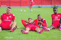 Emmanuel Boateng training with his teammates