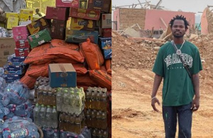 Fameye donates food items to Apiate blast victims