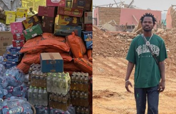 Fameye donates food items to Apiate blast victims