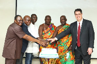 WAPCo boss (far right) with some stakeholders at the 10 anniversary of start of operations