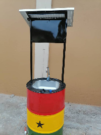 Some inventions by Ghanaians in the advent of the COVID-19 is a Solar Powered Handwashing Machine