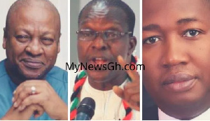 From left: John Dramani Mahama, Alban Bagbin, Elikplim Agbemava