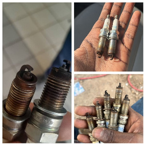 The damaged spark plugs