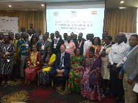 Some youth entrepreneurs with the dignitaries in a group photo