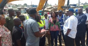 KASOA WINNEBA ROAD Mr Amoako Atta Right Interacting With Engineers At One Of The Project Sites