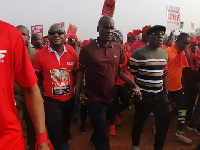 Minority Leader Haruna Idrissu at a demonstration against the EC's proposal to compile a new registe