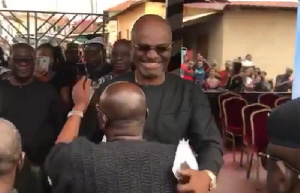 Kennedy Agyapong all smiles as he greets Bawumia at the funeral