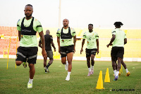 Jordan Ayew and Andre Dede Ayew during Black Stars training