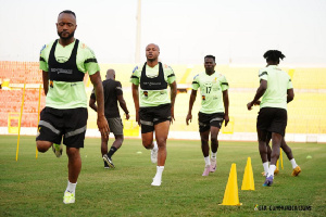 Jordan Ayew and Andre Dede Ayew during Black Stars training