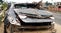 The remains of the crashed car