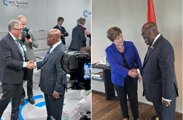 Cobination photo of President Akufo-Addo with Bill Gates and IMF boss in Munich