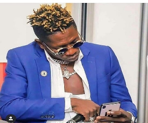 Shatta Wale Angry Face Blue Suit