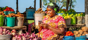 A trader using GSMA mobile money