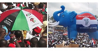 File Photo: Flags of the biggest political parties in Ghana