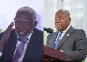 Professor Emeritus Stephen Adei (left), President Nana Addo Dankwa Akufo-Addo (right)