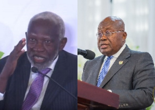 Professor Emeritus Stephen Adei (left), President Nana Addo Dankwa Akufo-Addo (right)