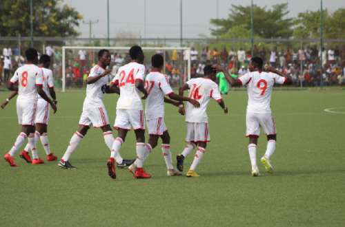 WAFA players celebrate victory at home