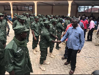 Professor Frimpong-Boateng inspecting the Galamstop Taskforce