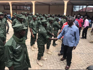 Professor Frimpong-Boateng inspecting the Galamstop Taskforce