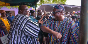 Vice President Bawumia and former President Mahama exchanging greetings